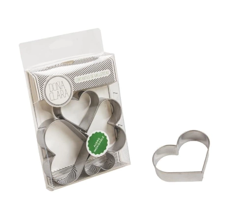 Cortante Forma Corazon Doña Clara Set x 4 unidades (varios tamaños)