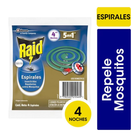 Espirales Insecticida Raid x 4 unidades