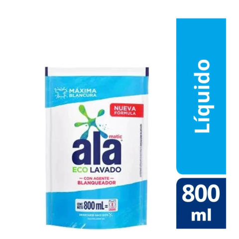 Detergente Líquido Ala Matic Eco Lavado Pouch 800ml