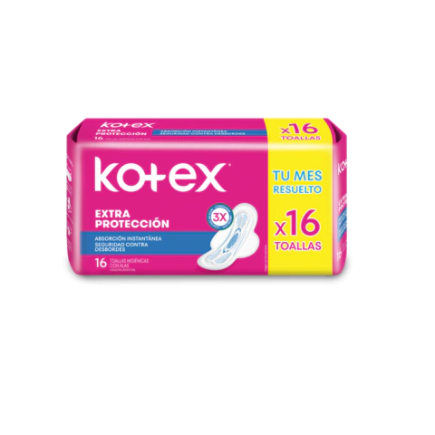 Toalla Femenina Kotex Extra Proteccion con Alas x 16uni