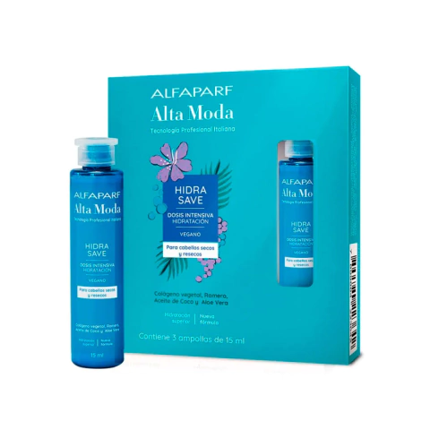 Ampolla Capilar Alfaparf Alta Moda Hidra Save x 3 ampollas de 15ml c/u