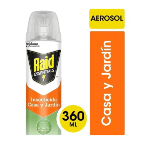 Insecticida Aerosol Raid Essentials Casa y Jardín x 360cc