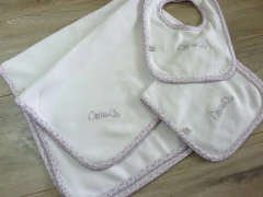 Set babero + babita + manta "Ositos" lila