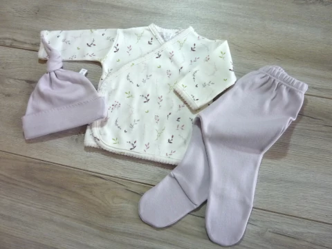 Ajuar básico estampado ramitas lila