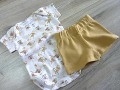 Body manga corta + short Macacos