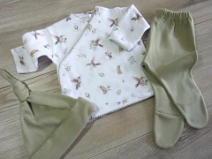 Ajuar básico estampado colibries malva - comprar online