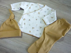 Ajuar básico estampado abejitas mostaza en internet