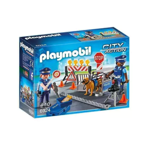 Control De Policía con 2 oficiales de policía, Perro y 20 accesorios