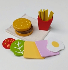 HAMBURGUESA CON PAPAS (madera) - comprar online