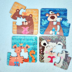 4 ROMPECABEZAS de 4 PIEZAS con cartuchera (animales coronitas) en internet