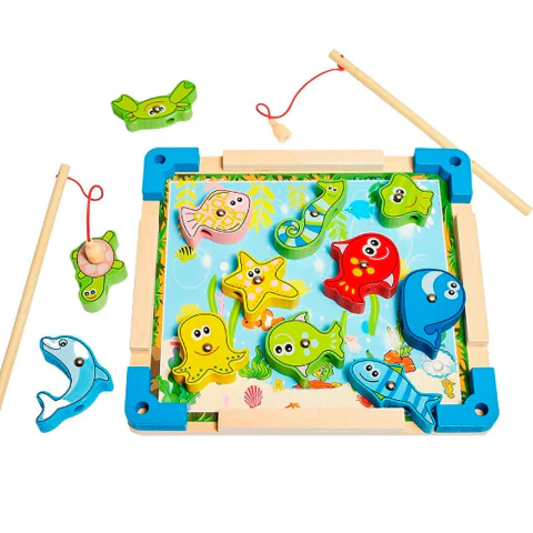 JUEGO DE PESCA CON IMÁN Y ENHEBRAR