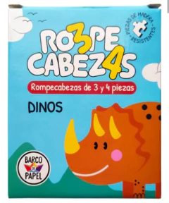 ROMPECABEZAS DE 3 Y 4 Piezas X 4 DINOS
