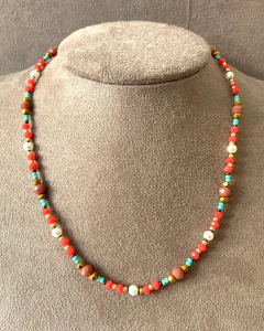 Colar Sicília curto coral