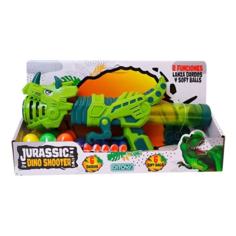Jurassic Dino Shooter Ditoys Pistola Lanza Dardos Bolas