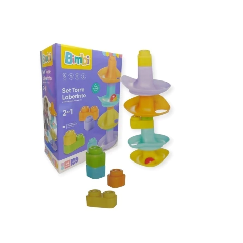 Bimbi Set Torre Laberinto con Bloque Apilables 2 en 1 01-0224