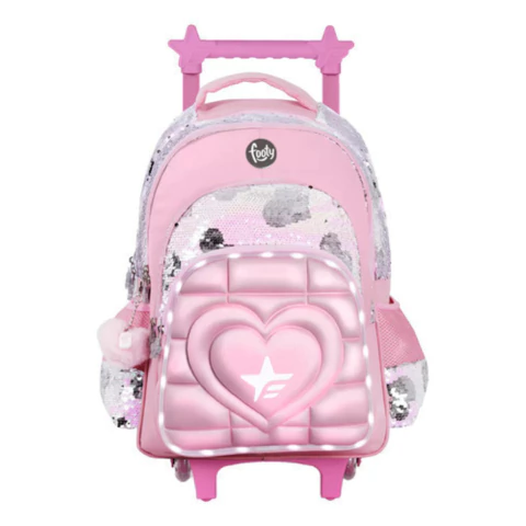 Mochila Carro 18'' Con Luz Led Corazon Footy F6321