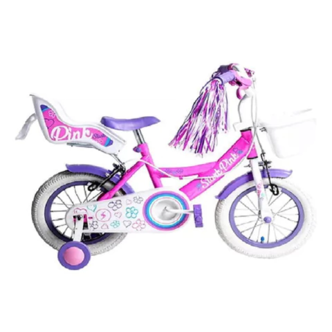 Bicicleta Niños R12 Stark Pink Flowers 6130 Con Rueditas