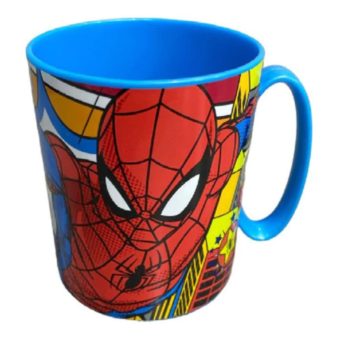 Taza Infantil Hombre Araña De Plastico 350ml Color Azul