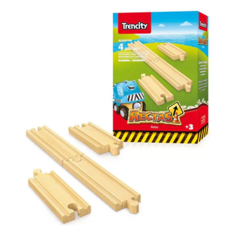 Trencity Rectas De Madera Grandes X4 Unidades Ac030104 Lanus