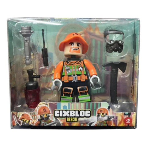 Muñeco Cixbloc Bombero Figura Con Accesorios Ik0567