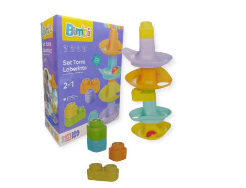 Bimbi Set Torre Laberinto con Bloque Apilables 2 en 1 01-0224