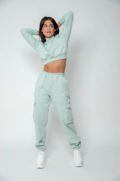 Cropped Moletom Gola Alta - Menta - comprar online