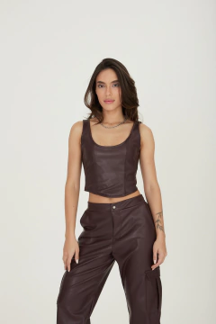 Calça Florence Couro Eco - Marrom