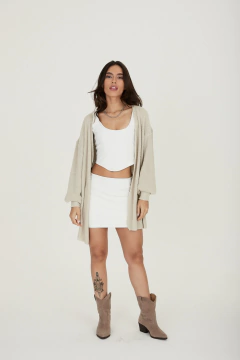Casaco Tricot Liso - Areia - loja online