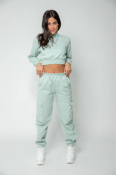 Cropped Moletom Gola Alta - Menta - loja online