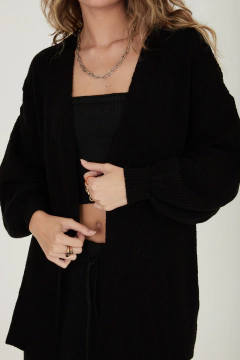 Casaco Tricot Liso - Preto