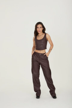 Calça Florence Couro Eco - Marrom