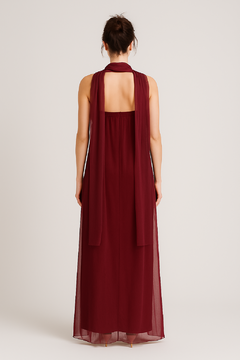 Vestido Dalila Com Echarpe - Bordo na internet