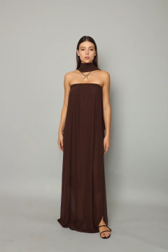 Vestido Dalila Com Echarpe - Marrom - comprar online