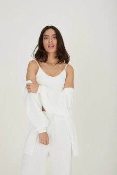 Casaco Tricot Liso - Off white - loja online