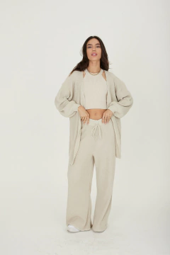 Casaco Tricot Liso - Areia - comprar online