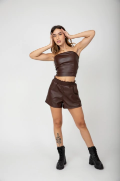 Corset Angel Couro Eco - Marrom - Mia Brand