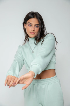 Cropped Moletom Gola Alta - Menta - loja online