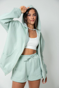 Moletom Oversized Ziper - Menta