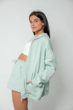 Moletom Oversized Ziper - Menta - loja online