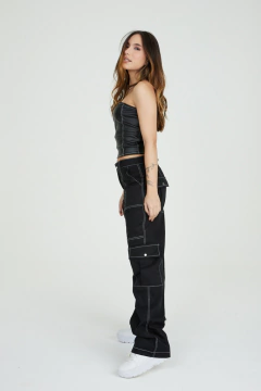 Calça Megan - Preta e Off White - Mia Brand