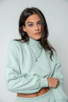 Imagem do Cropped Moletom Gola Alta - Menta
