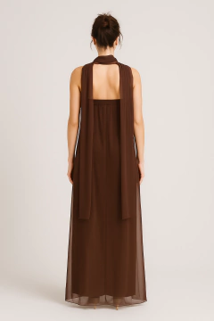 Vestido Dalila Com Echarpe - Marrom na internet