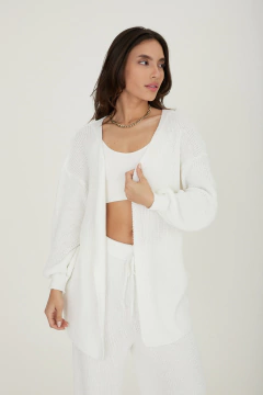 Casaco Tricot Liso - Off white na internet