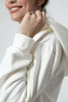Cropped Moletom Capuz - Off White - loja online
