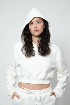 Cropped Moletom Capuz - Off White