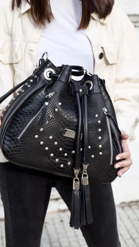 BOLSO TERRY CROCO BLACK
