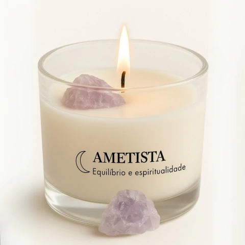 Vela com Cristal Natural Capim-Limão para Renovar Suas Energias - DUENDE.LUZ