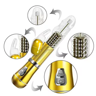 Vibrador Rotativo de Coelho Cromado À Pilha 8490