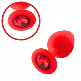 Plug Anal em Silicone Aveludado Médio Vermelho G