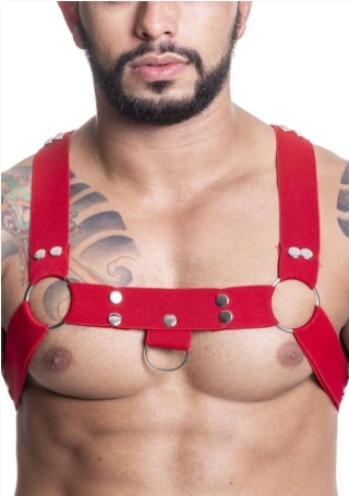 Harness em Elástico Vermelho Com Metal HE001V Sd Cloting